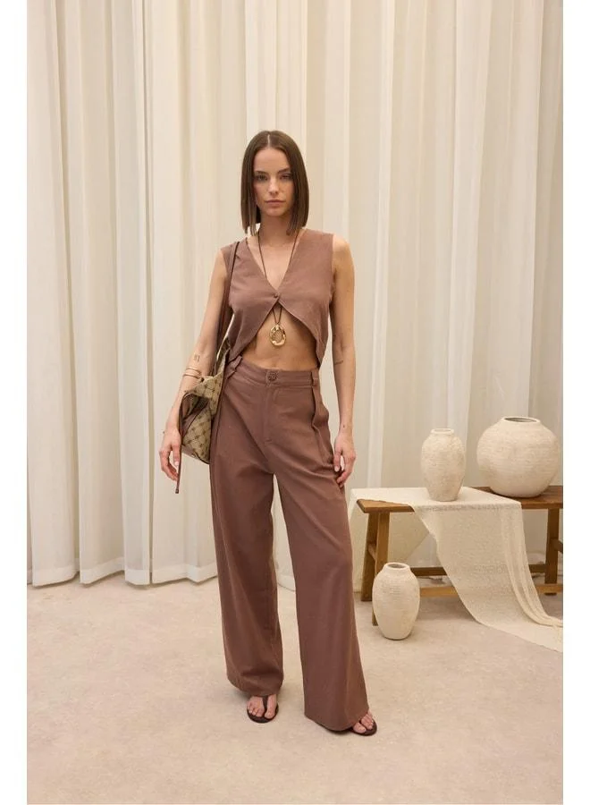 Bohemai  Montana Coffee Vest Pants Set for Women | Best Price UAE