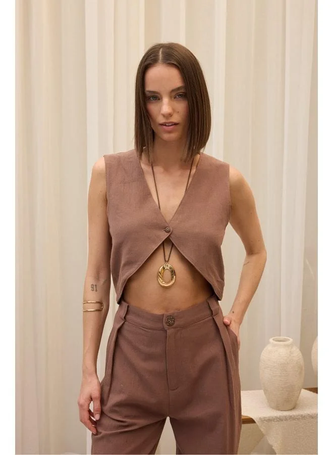 Montana Coffee Vest Pants Set