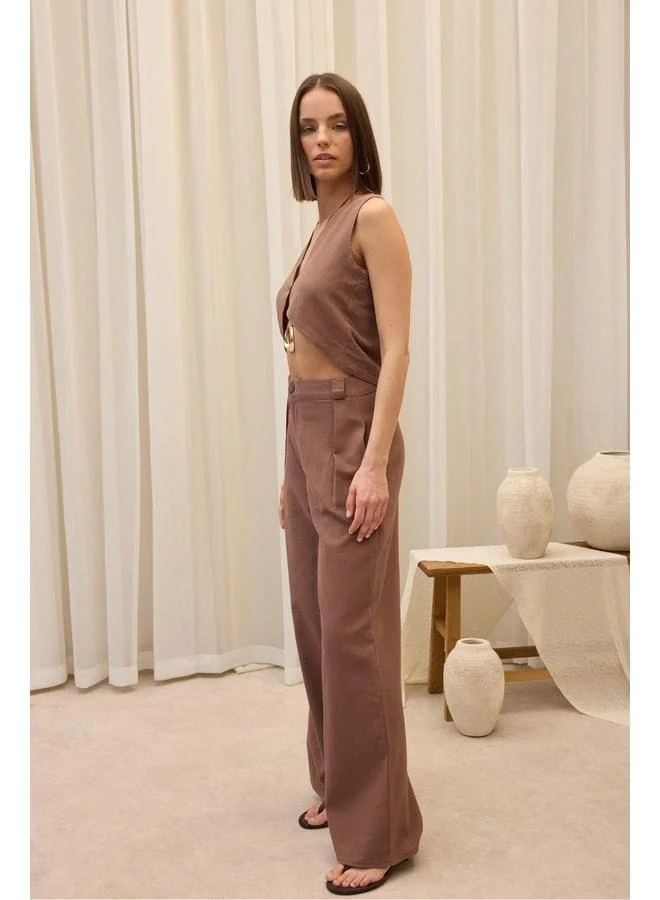 Bohemai  Montana Coffee Vest Pants Set for Women | Best Price UAE