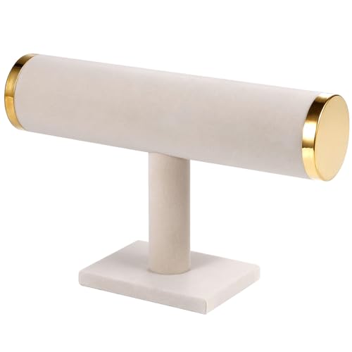 RingsTown T-Bar Bracelet Display Stand for Selling, Jewelry Storage, Bracelet Holder Stand, Bangle, Jewelry Business Supplies, Watch Holder for Women & Men (Beige with Metal Lid) - Image 1