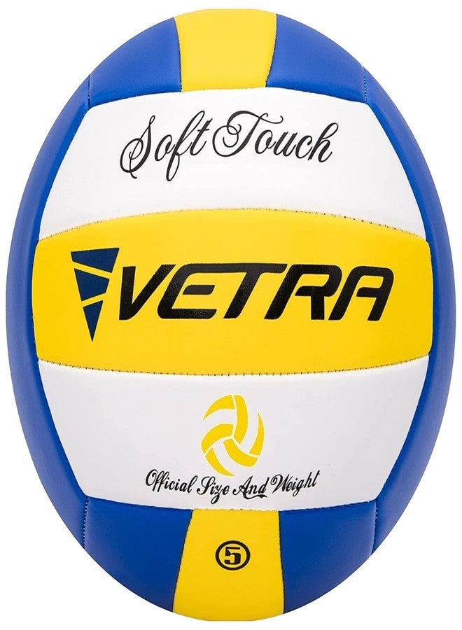VETRA Volleyball Soft Touch Volley Ball Official Size 5 Yellow/Blue/White Outdoor Indoor Beach Gym Game Ball New (Yellow/Blue/White) - Image 1