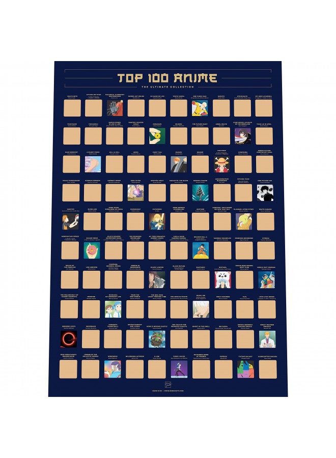 Enno Vatti Enno Vatti 100 Anime Scratch Off Poster - Top Animes Of All Time (16.5" x 23.4")- Ultimate Bucket List/Cool Anime Stuff- Best Gifts for Anime Lovers, Christmas, Easter, Valentine's Day  - Image 1