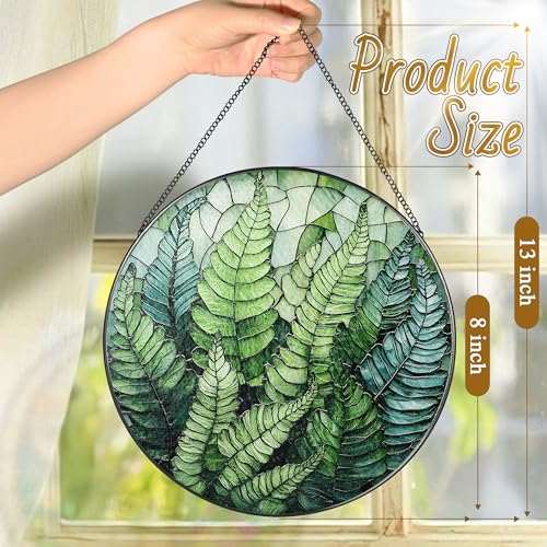 LAOWEIKI 8'' Fern Plant Sun Catcher Ornament, Stained Glass Window Hanging, Sun Catchers for Windows Hanging Ornaments, Window Decor | Plant Lover Gifts, Housewarming Gifts - Image 4