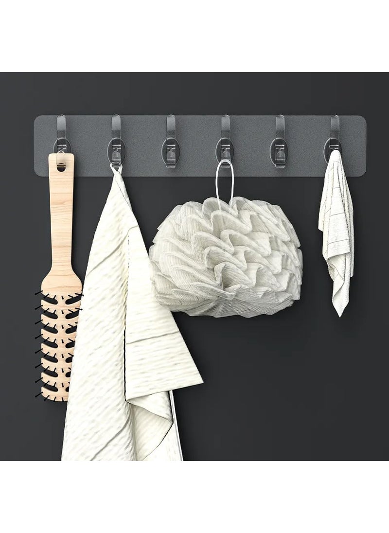 Style Keepers Clear 6 Row Hooks Multifunctional Transparent Sticky Hook Set Adhesive Sticker Hanger in Kitchen Bathroom Oilproof Home Wall Hanging Waterproof Seamless Invisible Strong Self Adhesive Wall Mounted 1  - Image 5