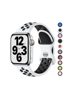 Ten Tech Silicone Sport Band for Apple Watch 41mm 40mm 38mm, Waterproof Soft Silicone Sports Band for iWatch SE 8/7/6/5/4/3/2/1, Black & white