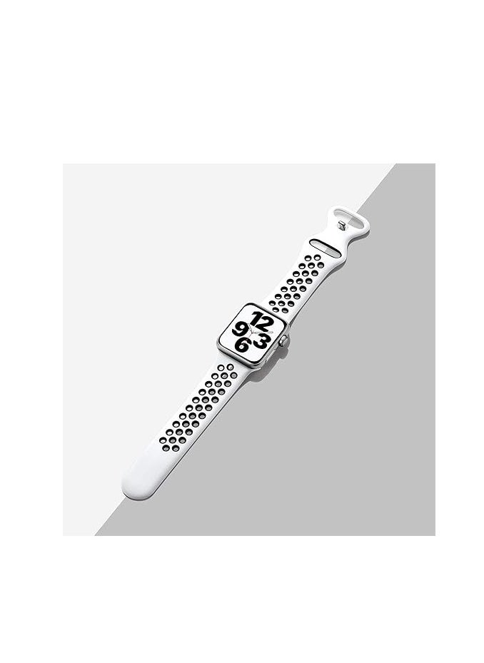 ten.tech - Ten Tech Silicone Sport Band for Apple Watch 41mm 40mm 38mm, Waterproof Soft Silicone Sports Band for iWatch SE 8/7/6/5/4/3/2/1, Black & white - Image 1