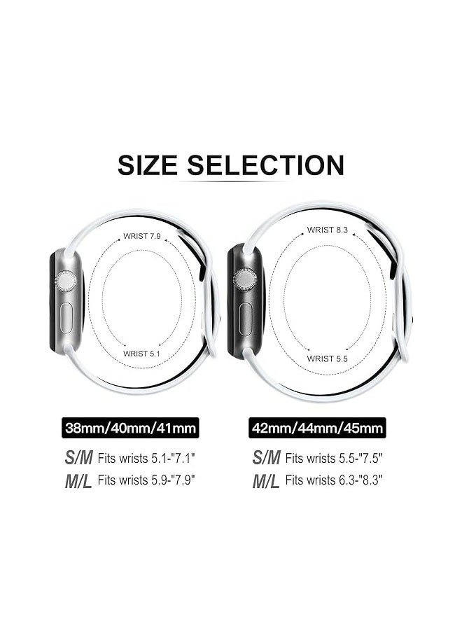 ten.tech - Ten Tech Silicone Sport Band for Apple Watch 41mm 40mm 38mm, Waterproof Soft Silicone Sports Band for iWatch SE 8/7/6/5/4/3/2/1, Black & white - Image 1