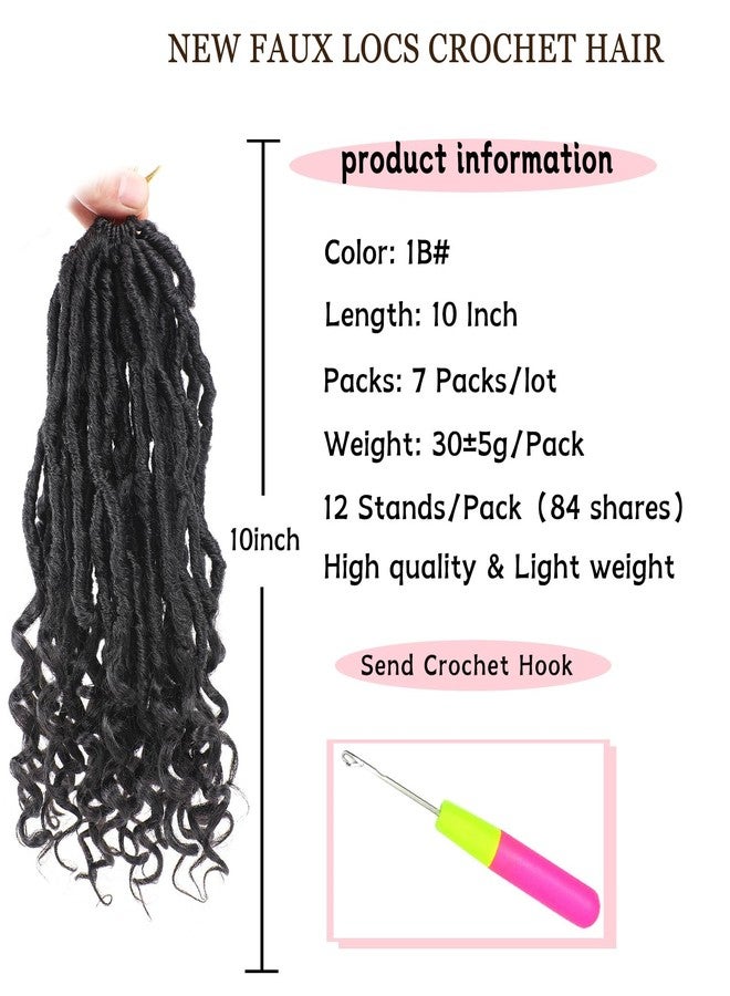إكستريند وصلات شعر كروشيه جديدة بطول 10 بوصات مع أطراف مجعدة، 7 عبوات من وصلات شعر كروشيه Goddess Locs مسبقة التشكيل، لون أسود طبيعي بوهيمي، وصلات شعر كروشيه ناعمة للنساء (12 خصلة/عبوة 1B#) - Image 2