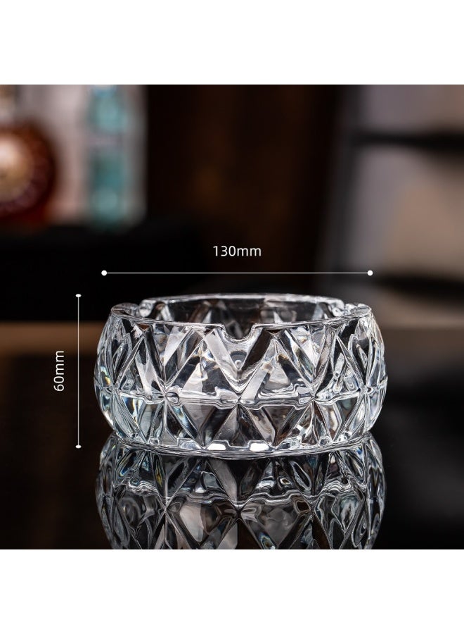 Crystal Glass Ashtray with Diamond Pattern - Handmade, Waterproof & Heat Resistant for Indoor/Outdoor Use, Home, Bar, Restaurant Decoration