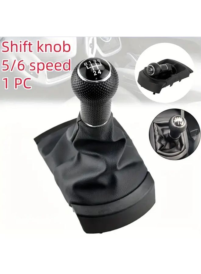 Gear Shift Knob Black With Faux Leather Boot For Seat Ibiza 2002 2010 5 6 Speed - Image 1