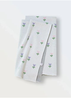Generic Knitted Baby Blanket Simple “Flowers” – Soft Cotton-Acrylic Baby Throw, Breathable Year-Round Cover for Crib & Stroller, Playmat Use, 90×90 cm, Floral Design  - Image 3