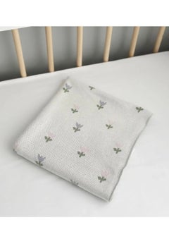 Generic Knitted Baby Blanket Simple “Flowers” – Soft Cotton-Acrylic Baby Throw, Breathable Year-Round Cover for Crib & Stroller, Playmat Use, 90×90 cm, Floral Design  - Image 2