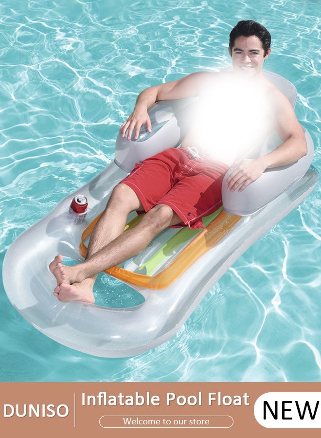 DUNISO Pool Floats, Pool Lounger with Head Pillow, Lake Raft, Large Luxury Inflatable Swimming Pool Floating Ball, Portable Water Hammock, Recliner, Beach Floaty Party Toys for Kids Adults - Image 1