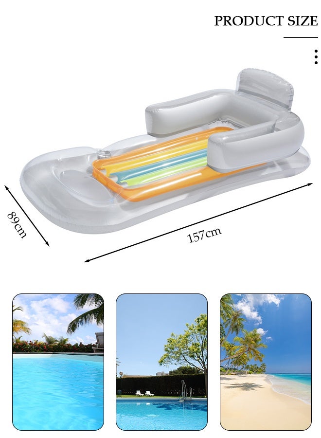 DUNISO Pool Floats, Pool Lounger with Head Pillow, Lake Raft, Large Luxury Inflatable Swimming Pool Floating Ball, Portable Water Hammock, Recliner, Beach Floaty Party Toys for Kids Adults - Image 2