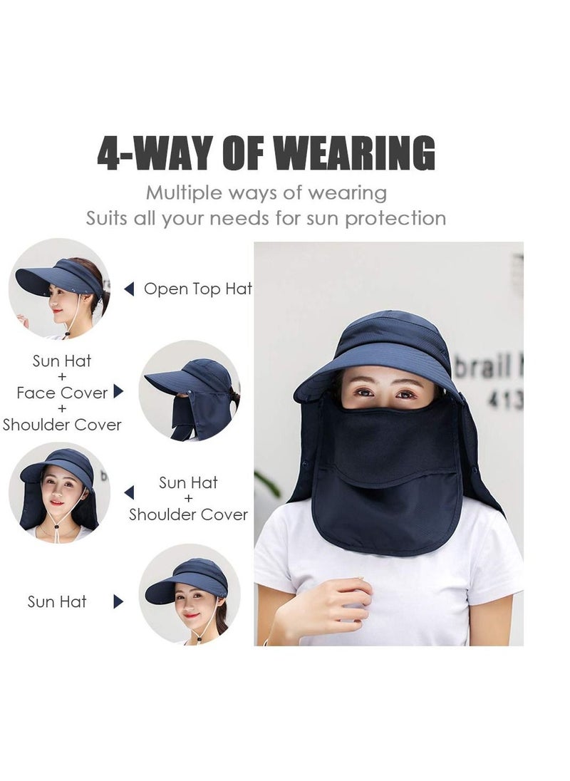 KASTWAVE Fishing Hats, Outdoor Sun Hat with Removable Neck Face Flap, Retractable Wide Brim Fishing Hats, UV Sun Protection Protection Cap, Windproof Hat Summer Travel Beach Hat for Men Women  - Image 3