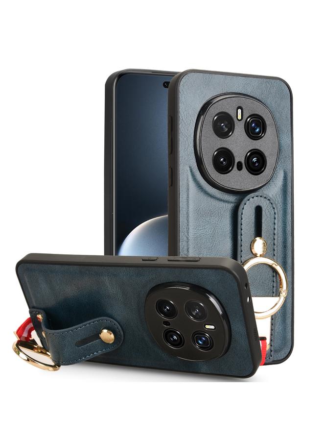 Zaboon For Honor Magic7 Pro Wristband Leather Back Phone Case(Blue)