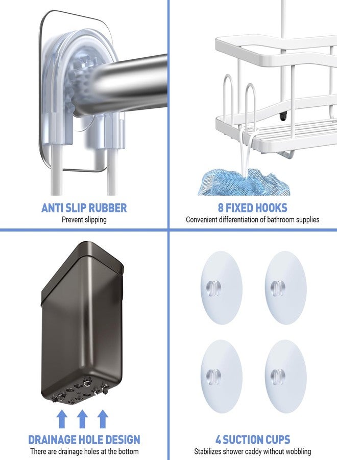 Aitatty Hanging Shower Caddy Bathroom Organizer: Rustproof Shower Shelf Racks Over Shower Head - No Drilling Inside Bath Shower Rack Shelves Over Showerhead for Shampoo with Soap Holder White - Image 5