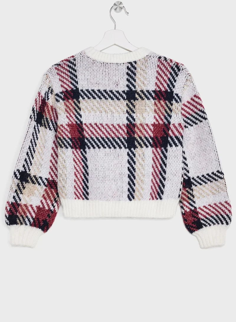 TOMMY HILFIGER Kids Checked Knitted Sweater