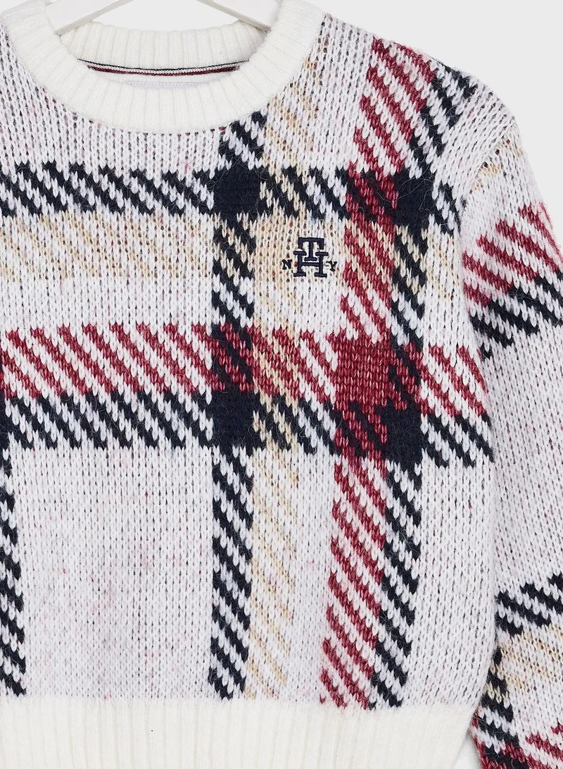 TOMMY HILFIGER Kids Checked Knitted Sweater