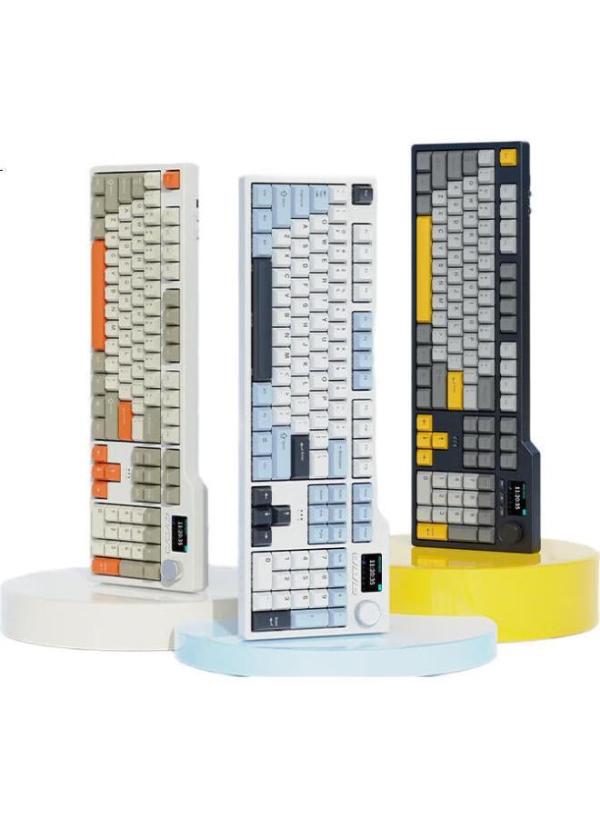 Ajazz Ajazz Ak35Iv3 Wired Hot-Swappable Custom Mechanical Keyboard With Gasket Structure, Pbt Keycaps, 5-Layer Filled Pc Slotted Plate, White Light, Gray Orange, And Sea Salt Switches - Image 1