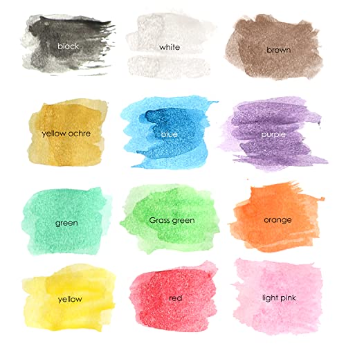 Ultimate Stationery 2 Pack Watercolor Paint Set 12 Vivid Colors Includes Watercolour Mixing Palette and 2 Brushes, Perfect For Artists, Beginner Painters, Kids and Adult Painting - Image 5