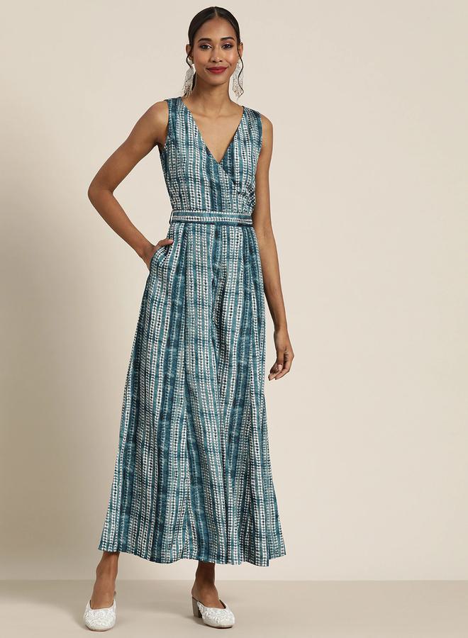 ساسافراس جمبسوت لف بياقة على شكل حرف  بدون أكمام بطبعة شيبوري - Image 4