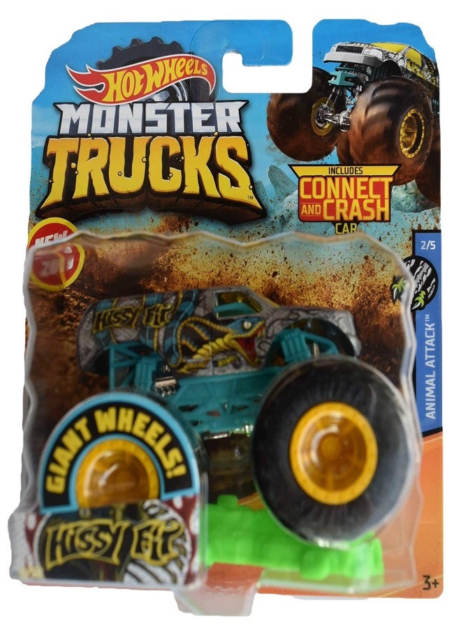 Hot Wheels Monster Trucks 1:64 Scale Fit 8/50 Connect and Crash, Silver/Teal - Image 1