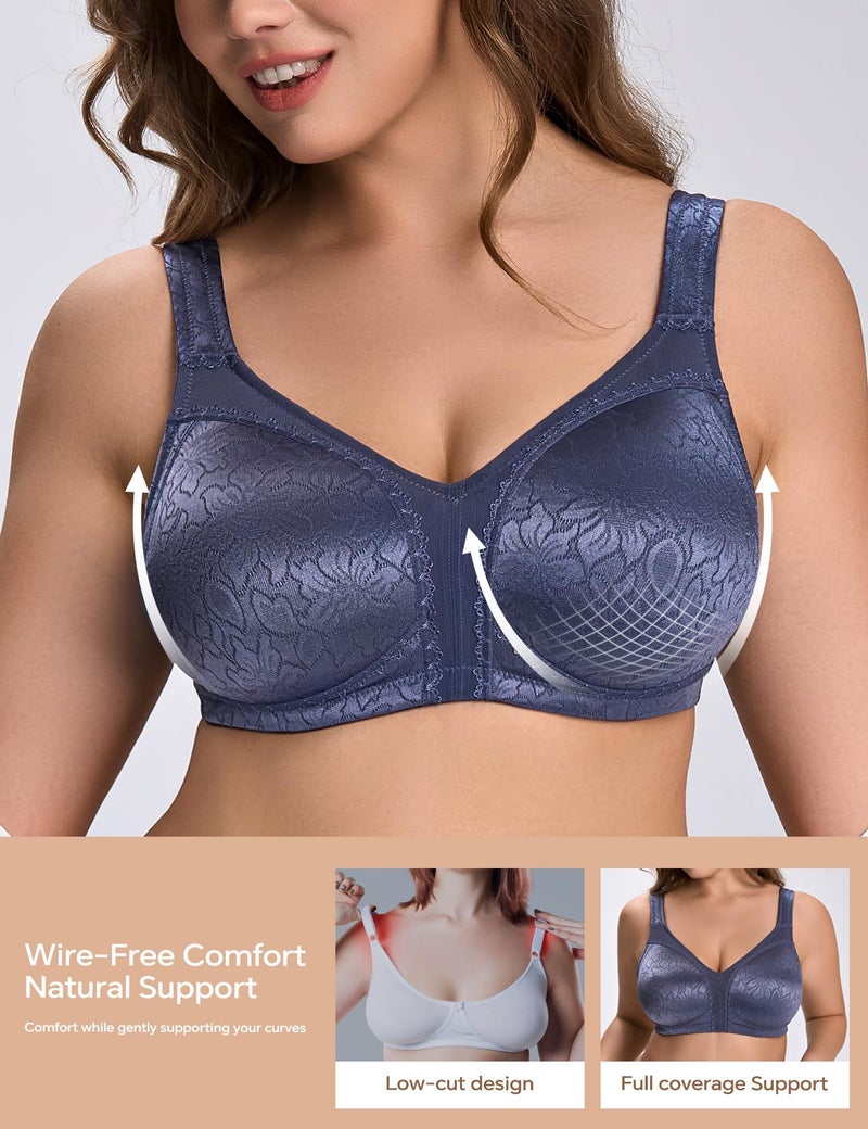 Wingslove Womenâ€™s Minimizer Bra Wireless Full Coverage Non-Padded Plus Size No Underwire Everyday Comfort(Violet,36C) - Image 5