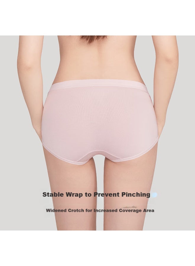 Luckmeey Modal 7a Antibacterial Women's Underwear Mulberry Silk Extended Crotch Mid-waist Breathable Seamless Triangle Shorts 3-pack - Image 4