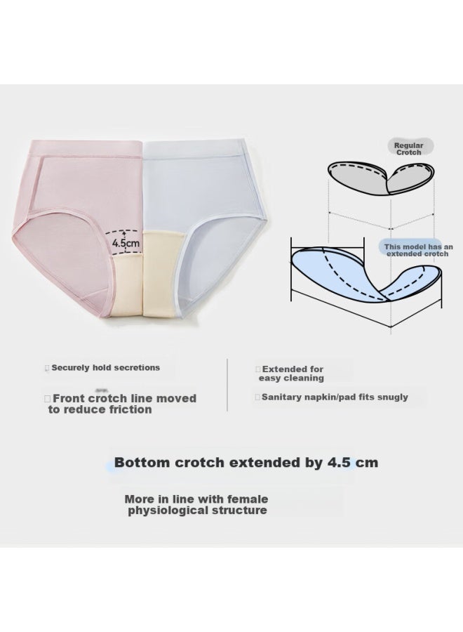 Luckmeey Modal 7a Antibacterial Women's Underwear Mulberry Silk Extended Crotch Mid-waist Breathable Seamless Triangle Shorts 3-pack - Image 1