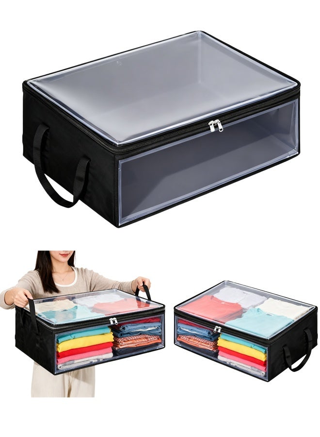 Quivlox Storage Bags,Clothes Storage Bins Foldable Closet Organizers Storage Containers with Reinforced Handle for Clothing,Blanket,Comforters,Bed Sheets,Hats,Pillows and Toys,Storage Bag with Double-sided Transparent Windows - Image 1