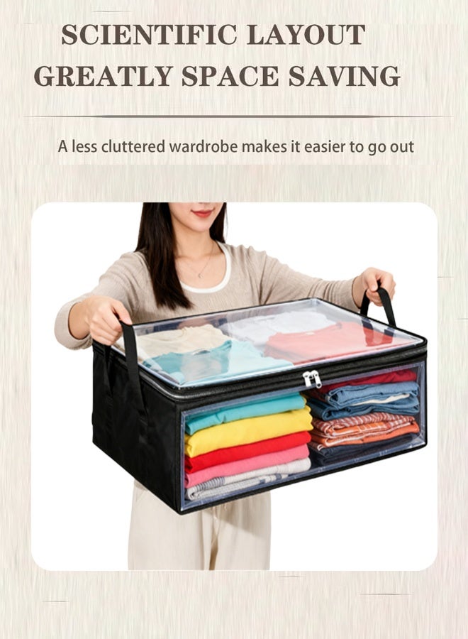 Quivlox Storage Bags,Clothes Storage Bins Foldable Closet Organizers Storage Containers with Reinforced Handle for Clothing,Blanket,Comforters,Bed Sheets,Hats,Pillows and Toys,Storage Bag with Double-sided Transparent Windows - Image 5