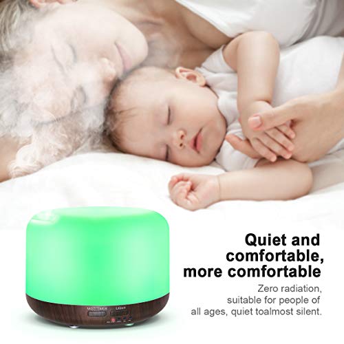 Marchred 300ML Essential Oil Diffuser with Remote Control,Ultrasonic Aromatherapy Air Diffuser Humidifier,Aroma Diffuser with 7 LED Color Changing Light for Large Room,Home (Dark Wood Grain) - Image 3