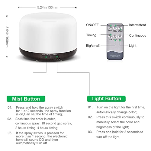 Marchred 300ML Essential Oil Diffuser with Remote Control,Ultrasonic Aromatherapy Air Diffuser Humidifier,Aroma Diffuser with 7 LED Color Changing Light for Large Room,Home (Dark Wood Grain) - Image 5