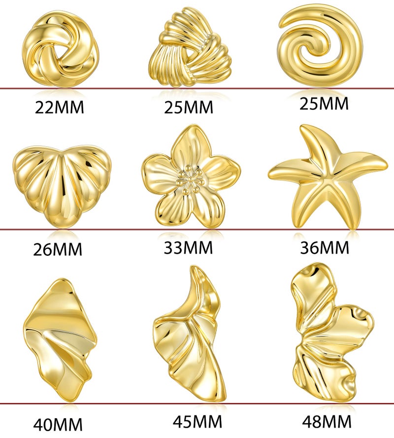 YEEZII Gold Statement Earrings Set for Women, 9 Pairs Hypoallergenic Large Lightweight Earring Pack, Chunky Gold Stud Earrings for Women Jewelry - Image 2