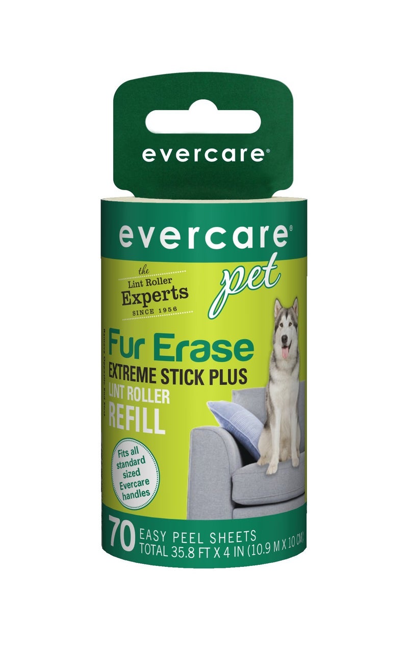 Evercare All Purpose Pet Hair Lint Roller Refill 70 Easy Peel Sheets Compatible with Evercare Standard Sized Rollers Reusable Sticky Roller for Pet Hair Furniture Clothing Cars