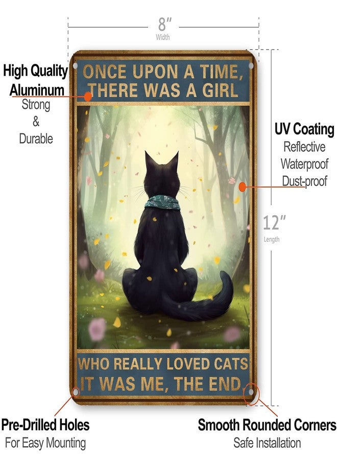 HYBLOM Black Cat Decor - Once Upon a Time Sign - Vintage Cat Decor for Home, Bedroom, Kitchen, Office, Cafe, Bar, Cat Lover Gifts, Metal Tin Sign 12x8 Inches - Image 3