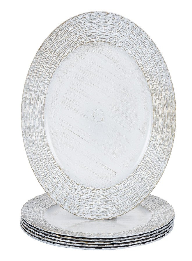 CAMOFOXIN 13" Chargers for Dinner Plates, Set of 6 Chargers for Dinner Plates, Plates for Party Table Decor (Vintage White) - Image 2