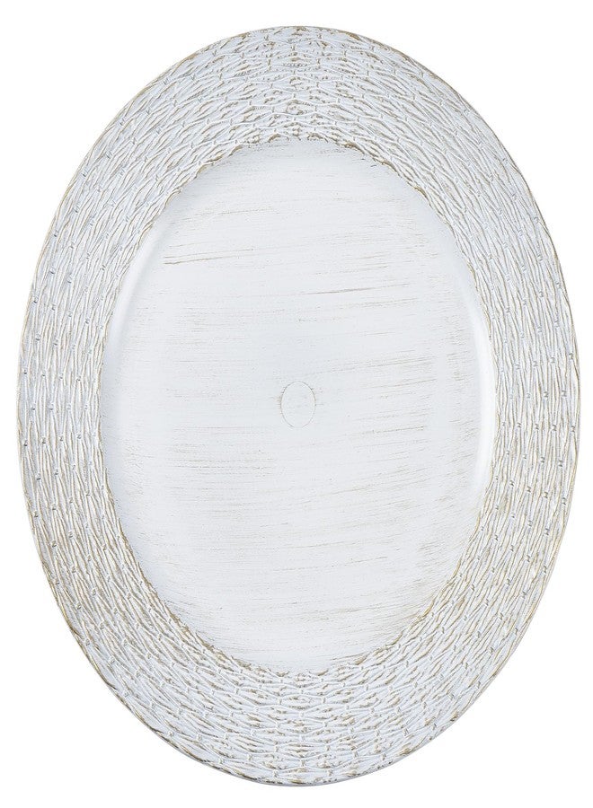 CAMOFOXIN 13" Chargers for Dinner Plates, Set of 6 Chargers for Dinner Plates, Plates for Party Table Decor (Vintage White) - Image 1