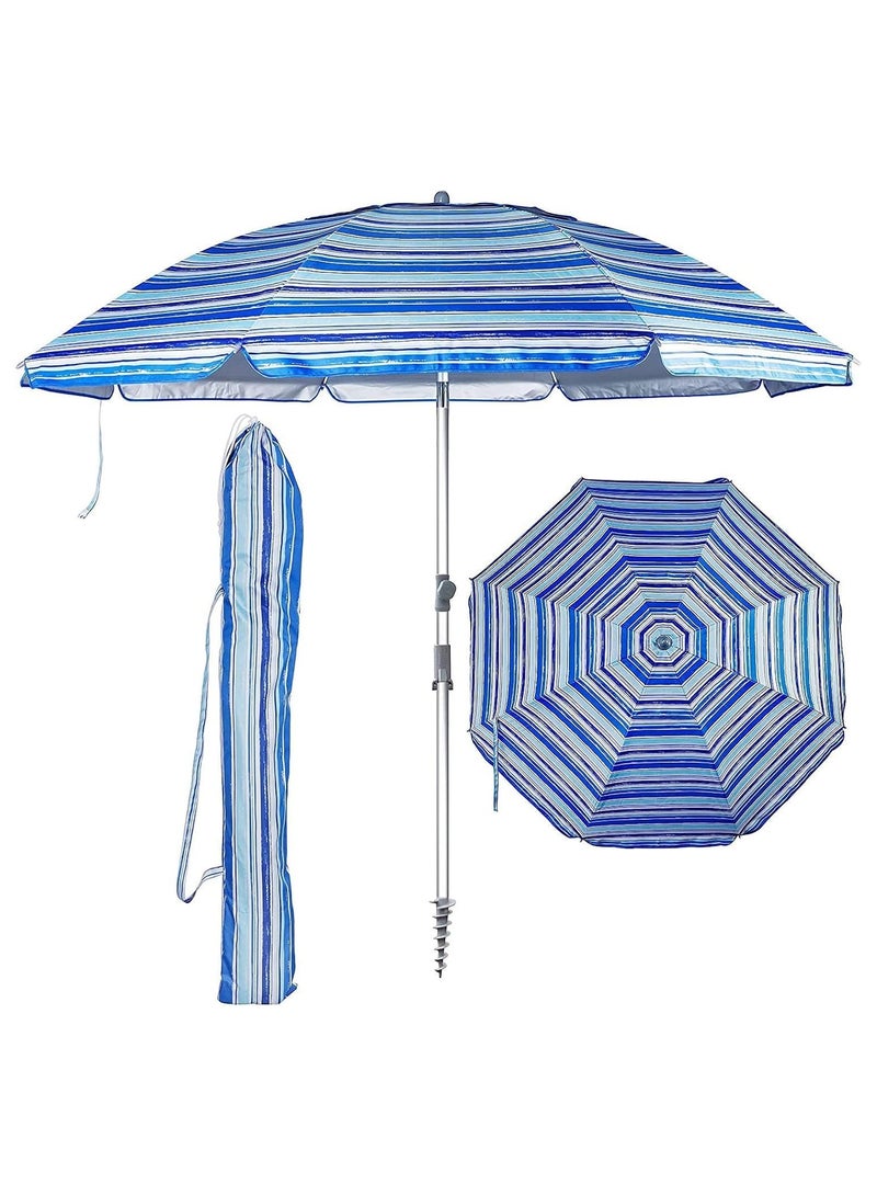 SUNCARE 7ft UV 50+ Windproof Beach Umbrella with Durable Aluminum Pole, Secure Sand Anchor, and Convenient Portable Carry Bag - Ideal for Beach, Patio, Lawn, Garden, and Backyard Use  - Image 1