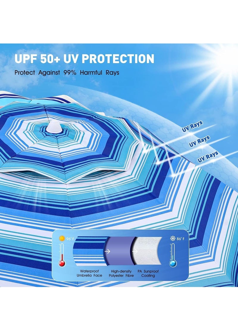 SUNCARE 7ft UV 50+ Windproof Beach Umbrella with Durable Aluminum Pole, Secure Sand Anchor, and Convenient Portable Carry Bag - Ideal for Beach, Patio, Lawn, Garden, and Backyard Use  - Image 2