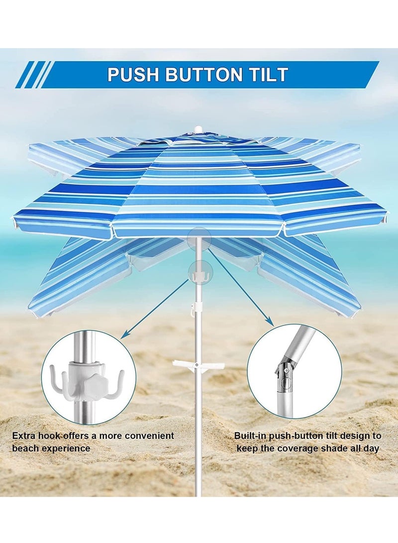 SUNCARE 7ft UV 50+ Windproof Beach Umbrella with Durable Aluminum Pole, Secure Sand Anchor, and Convenient Portable Carry Bag - Ideal for Beach, Patio, Lawn, Garden, and Backyard Use  - Image 5