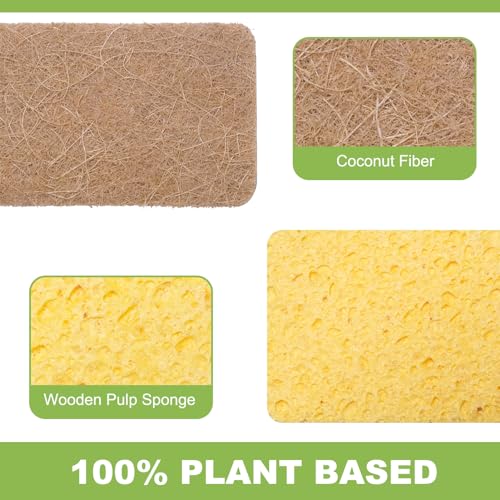 Yolaist 12 Pack NonScratch Scrub Sponge Natural Kitchen Sponges for Cleaning Kitchen Scratch Free Biodegradable Sponges for Dishes NoStick Cookware - Image 5