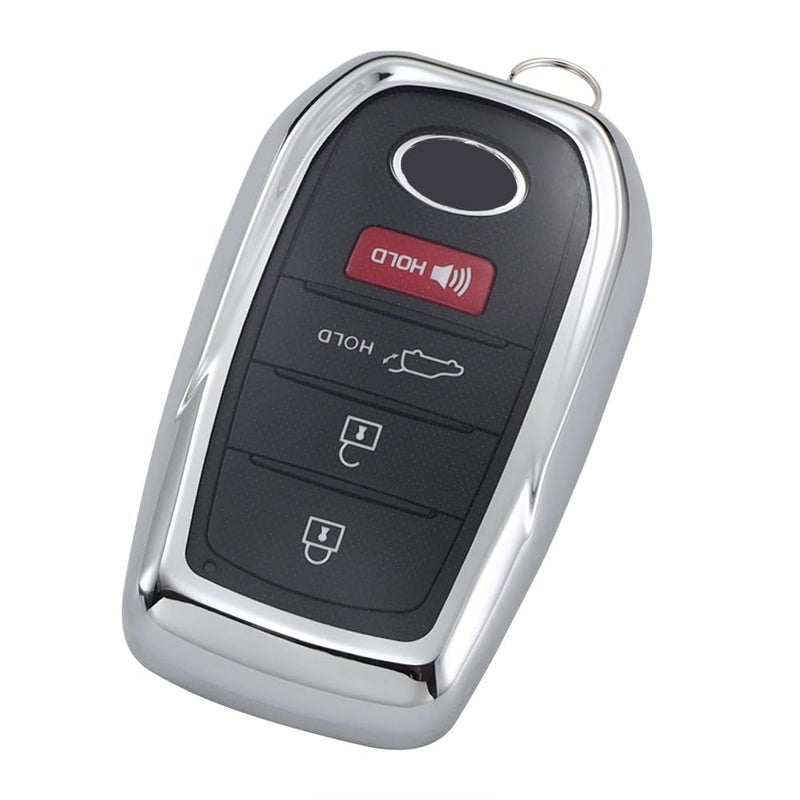 Lcyam Key Fob Cover Remote Case Protector Compatible with 2025 Toyota Highlander Corolla Hatchback RAV4 XLE Prius Camry Hybrid XSE Avalon Remote Key Silver