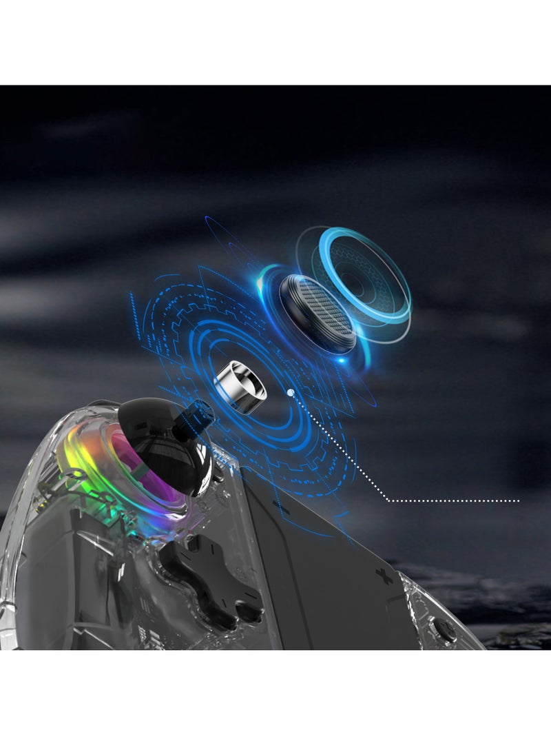 Beauenty Compatible wireless gaming controller/OLED multi-color halo six axis gyroscope Turbo function adjustment dual motor vibration transparent white - Image 3