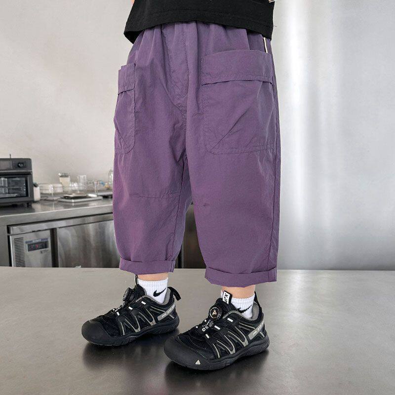 Boys Summer Thin Cropped Cargo Pants for Toddler Kids - Image 2