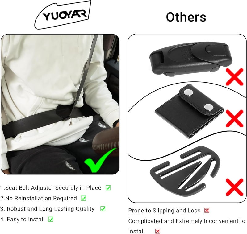 Yuoyar 2 Packs Car Seat Belt Clips - Universal Leather Seatbelt Adjuster Clips for Adults and Kids - Image 2