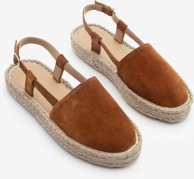 MARJIN Women's Leather Slingback Jute Espadrille Sandals Zutan