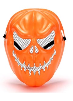 The Bros Halloween Pumpkin Evil Spirit Mask Horror Ghost Head Skull Mask Orange Demon Mask Masquerade Props Halloween Horror Party Dress Up Accessories  - Image 1