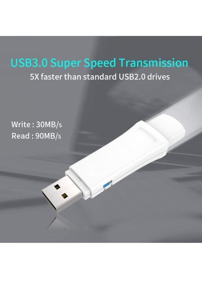 محرك فلاش USB، محرك إبهام صغير الحجم ومحمول، محرك قلم خفيف الوزن وعالي السرعة، محرك تخزين بيانات بتصميم سحب الدفع لأجهزة الكمبيوتر المحمولة، (قطعة واحدة، أبيض، 32 جيجابايت) - Image 4